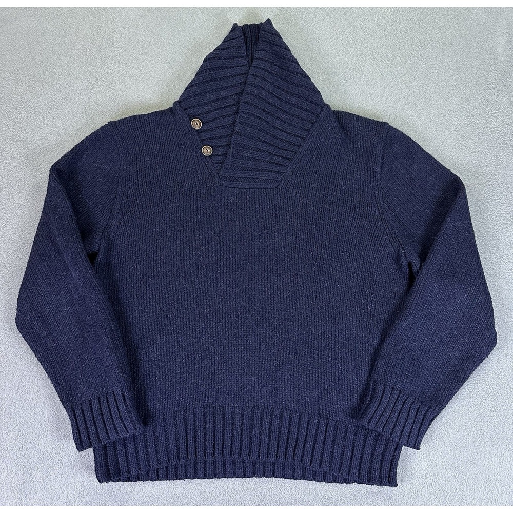 Polo Ralph Lauren Sweater XL Navy Blue Shawl Alpaca Wool Knit Prep Old Money